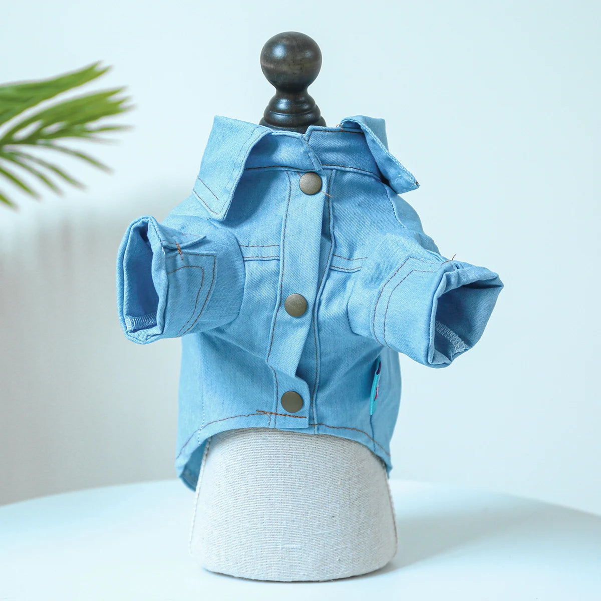 1PC Pet Apparel Dog Spring and Autumn Blue Denim Handsome Casual Shirt Coat With Drawstring Buckle For Small Medium Dogs