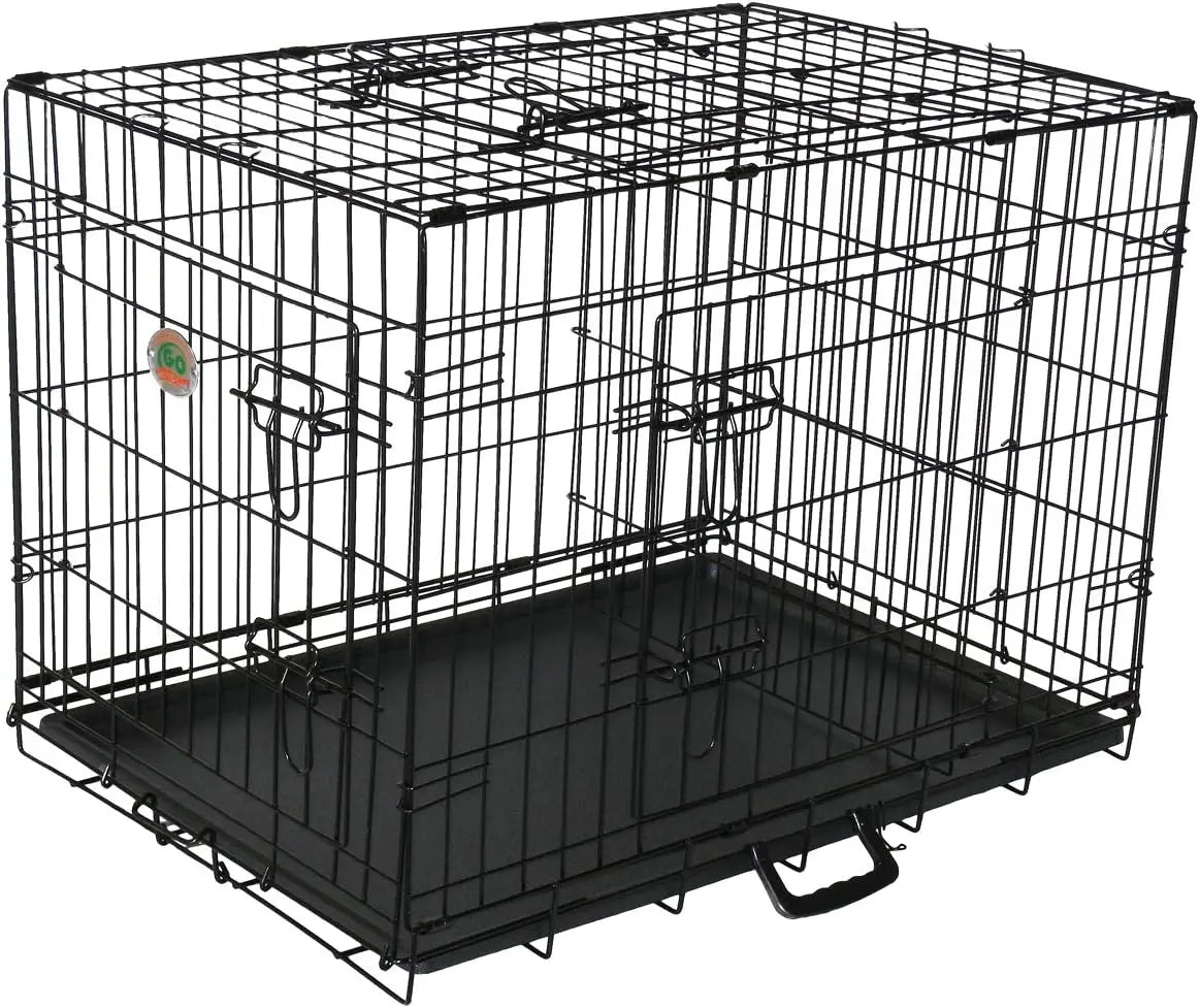 Go Pet Club 37" Heavy Duty empilable chat chien cage en métal pour animaux de compagnie chenils extérieur et intérieur avec séparateur et bols d'eau,