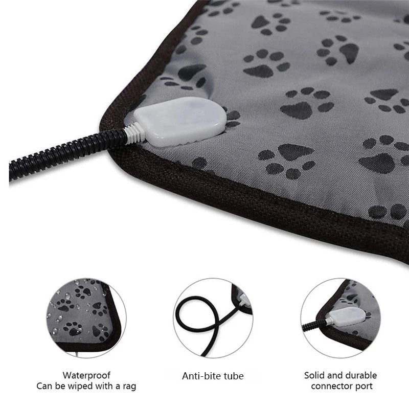 Almohadilla calefactora para mascotas, manta eléctrica, colchón para perros, cama cálida de invierno, impermeable, ajustable, antimordida, productos para cachorros y mascotas