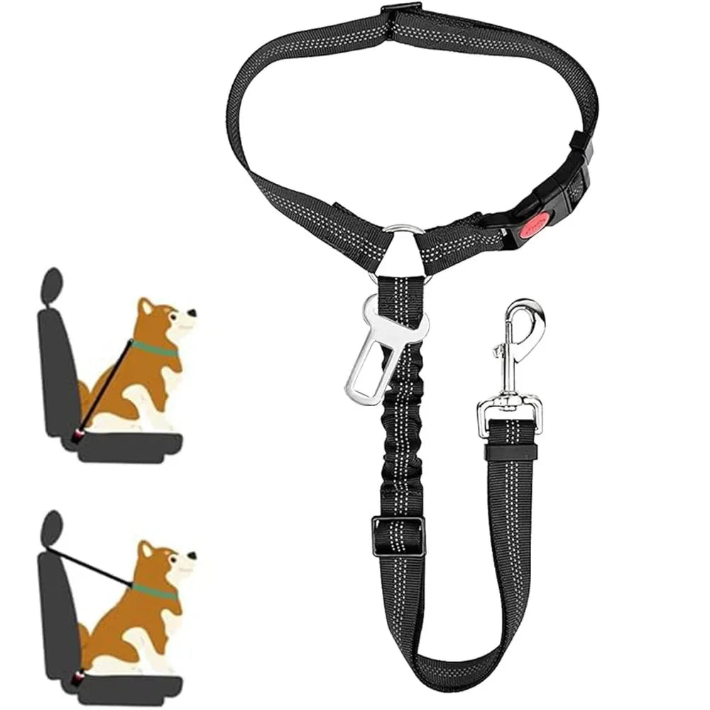 Ceinture de sécurité 2 en 1 pour chien, appui-tête de voiture, dispositif de retenue réglable et réfléchissant pour animaux de compagnie, Clip de ceinture de sécurité, attache à boucle, pour grands, moyens et petits chiens