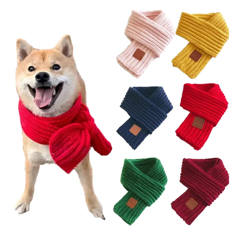 Winter Warm Knitting Scarf for Small Medium Dogs Pet Cat Neck Scarf Pug/Corgi /Christmas Collar Grooming Fashion Style