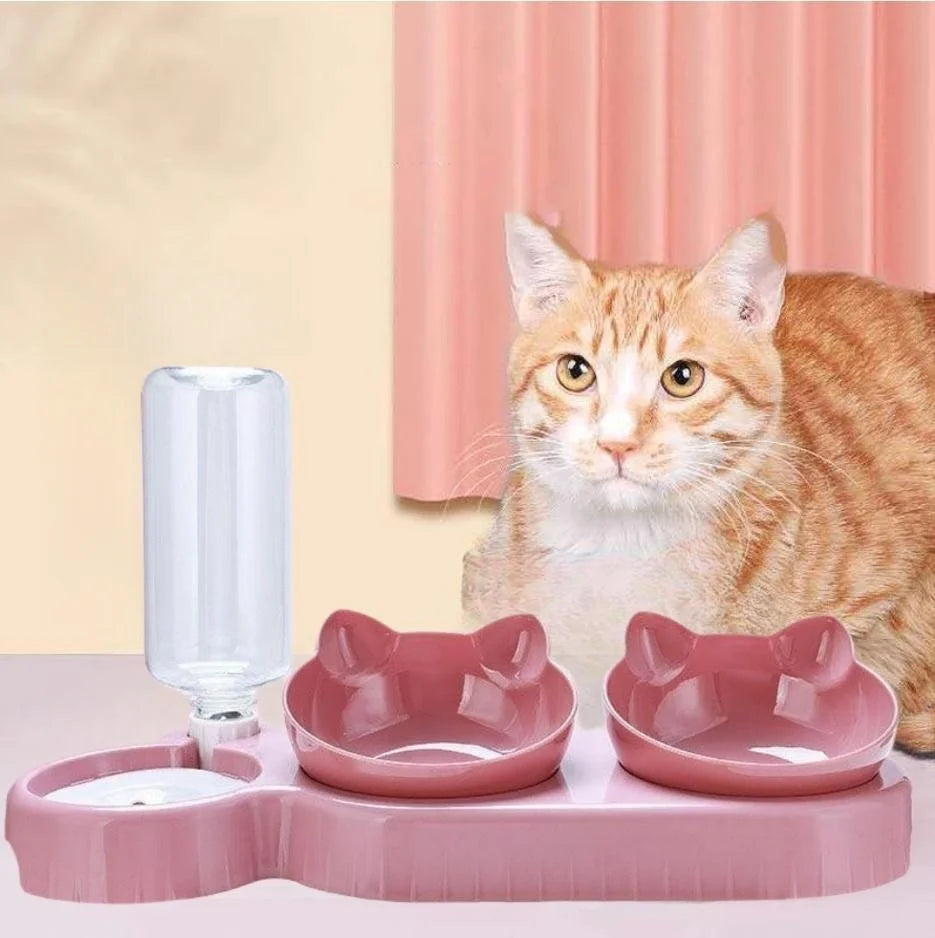 Bol de nourriture pour chat mangeoire automatique pour animaux de compagnie distributeur d'eau chien chat récipient de nourriture plat à boire anti-dérapant Double bol