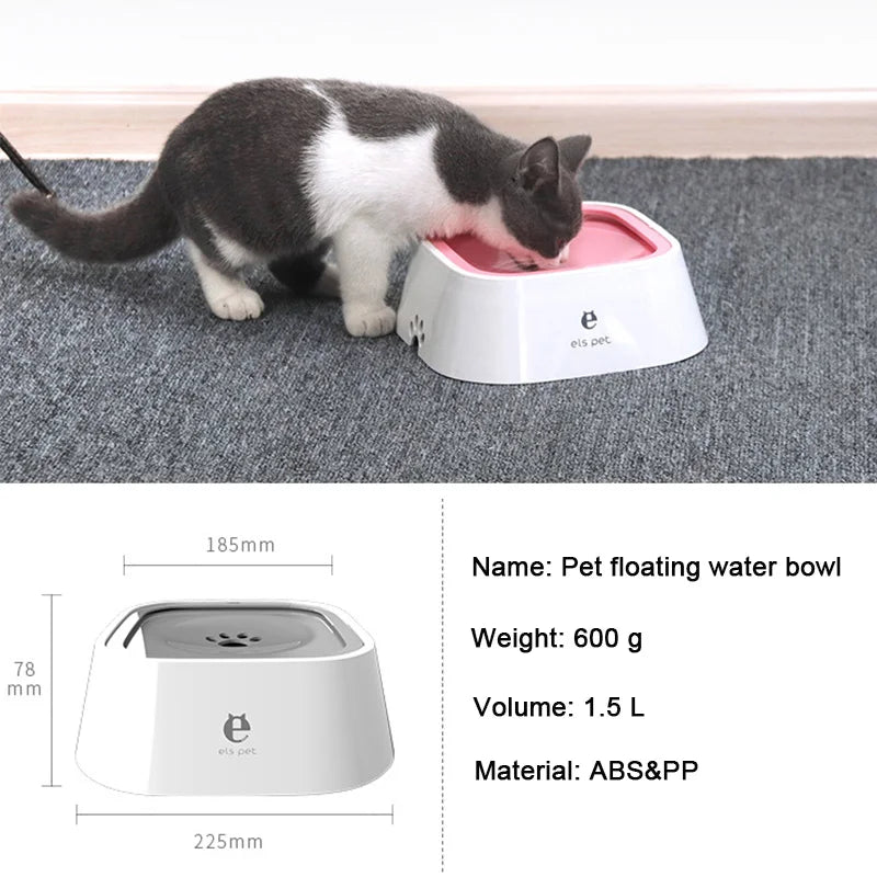 Bol d'eau potable pour chien, bol flottant pour chat, bouche Non mouillante, sans déversement, distributeur d'eau potable, bol en plastique Anti-surcharge pour chien