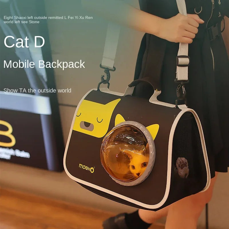 Bolsa para Gato, mochila portátil transparente de un solo hombro, cápsula espacial, bolsa de transporte para perros y gatos