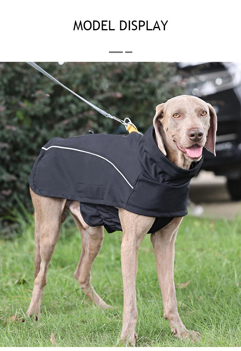 Waterproof Jacket for Large Dogs Flexible Chest Fleece Lining Soft Shell Outdoor Dog Jackets Safety Reflective Pet Clothes Coat