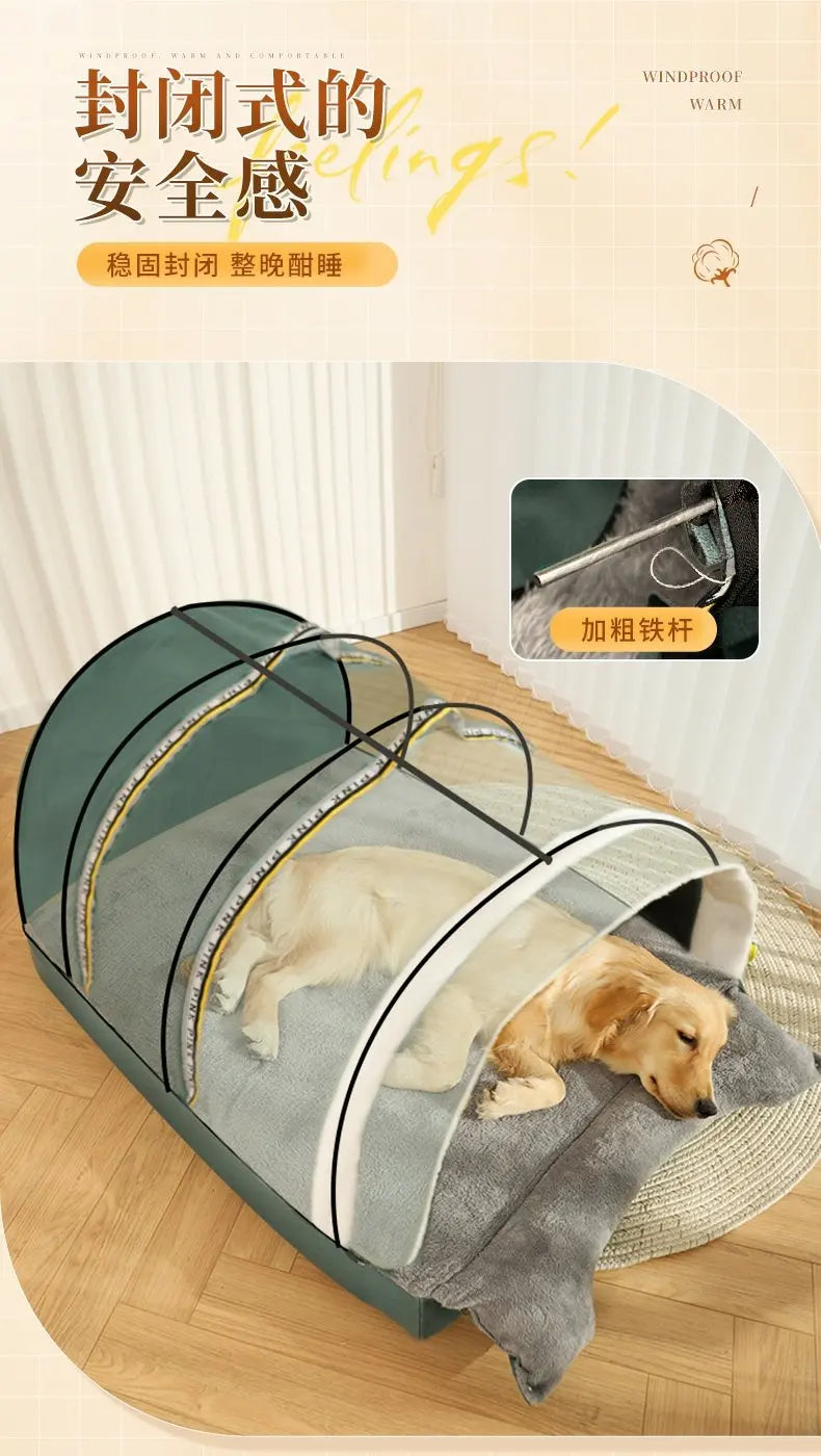 Couverture supérieure de toit de lit pour chien, Extension de grande taille, matelas amovible, Jumbo pliable, nid d'entrée, dôme, Perros d'intérieur pour chien