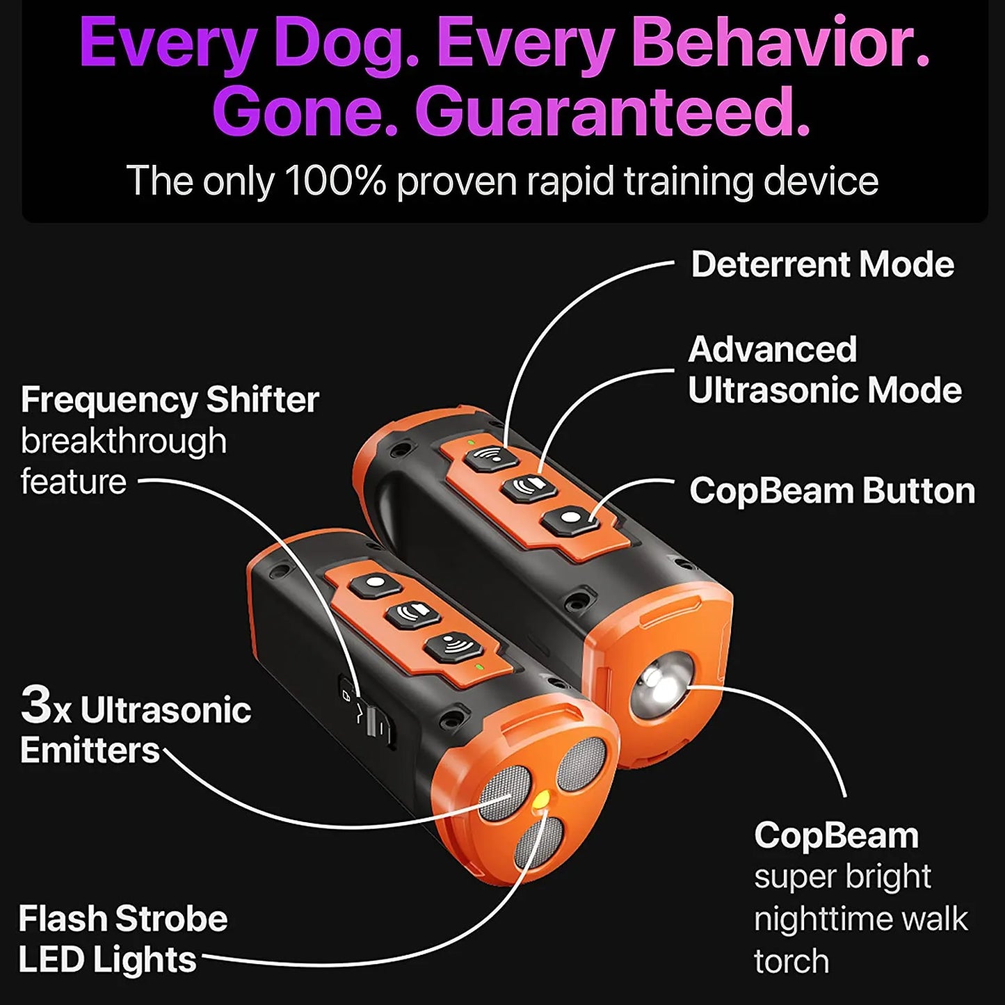 Répulsif ultrasonique pour chiens de compagnie, dispositif d'entraînement pour chiens, dispositif Anti-aboiement Rechargeable, dispositif de dissuasion avec lampe de poche LED, 2023