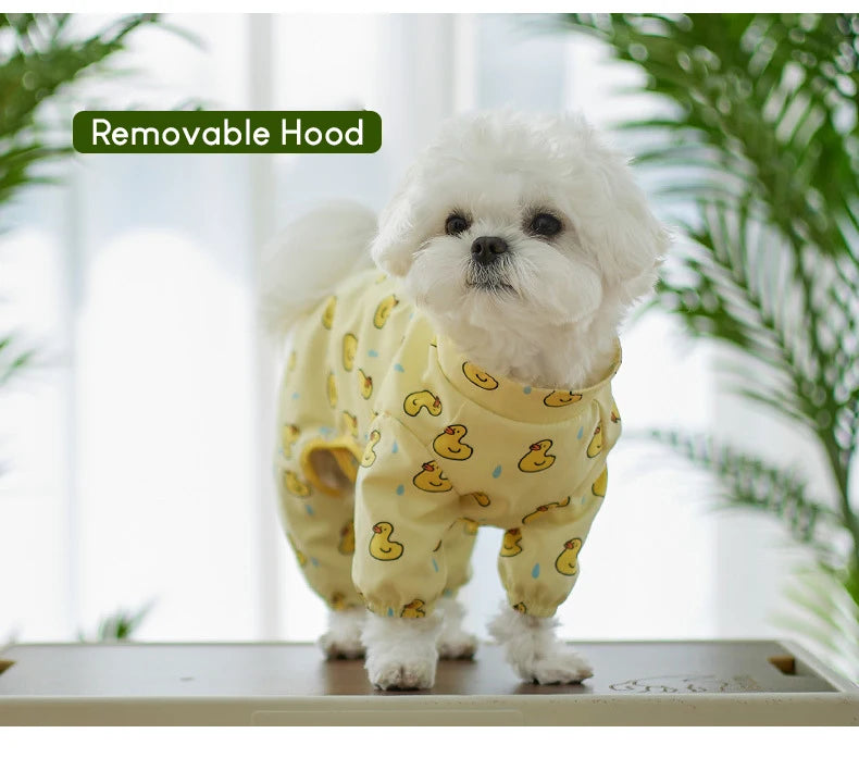 Chubasquero para perros pequeños, chaqueta impermeable con estampado bonito para mascotas con capucha transparente, abrigo de lluvia totalmente cubierto para cachorros y patos