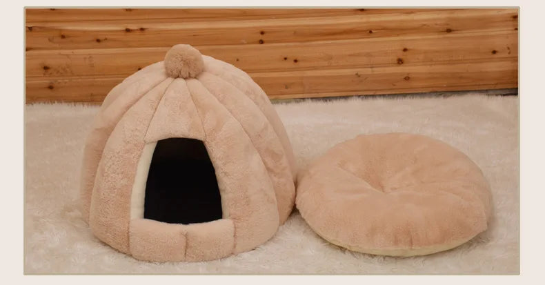 Lit chaud et confortable pour chat, lit d'hiver pour chats, maison pour chien, canapé pour animaux de compagnie, petit tapis confortable, grotte profonde, nid d'intérieur pour animaux de compagnie