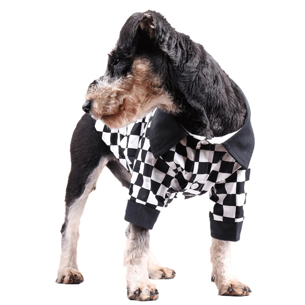 Spring Summer Pet Dog Clothes Black & White Checker Pattern Dog Shirt for Small Dogs Boy Soft Breathable Fashion Puppy Clothing Fashion Style