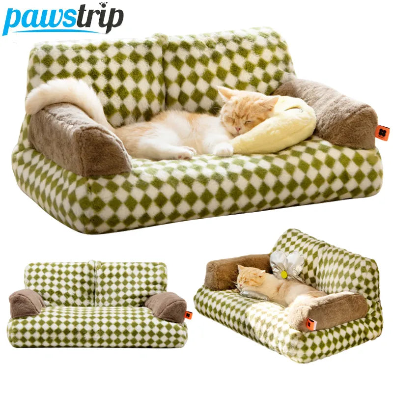 Canapé-lit doux pour chat et petit chien, amovible et lavable, nid pour chaton, niche en peluche, panier de lit chaud pour chiot, fournitures pour animaux de compagnie