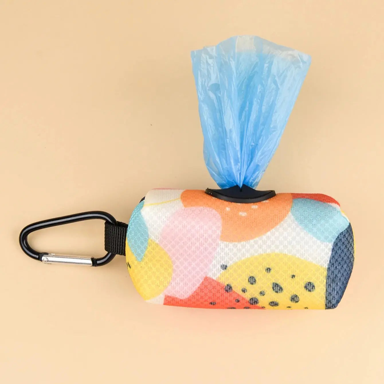 Dispensador de soporte para bolsa para excrementos de mascotas, diseño abstracto con estampado de diseño abstracto, sin bolsa para excrementos y correas, se puede sujetar con cualquier correa para perro