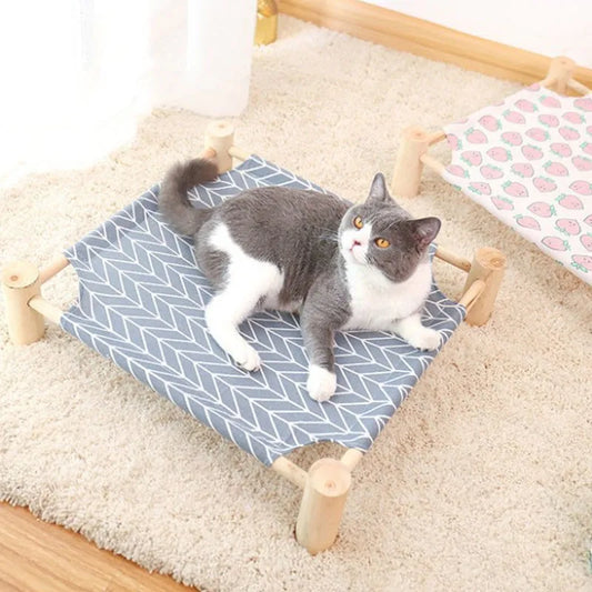 Cama para gatos, cama Universal para mascotas al aire libre, hamacas para mascotas transpirables extraíbles, cama para gatos, perros pequeños, camas de lona con marco de madera duraderas