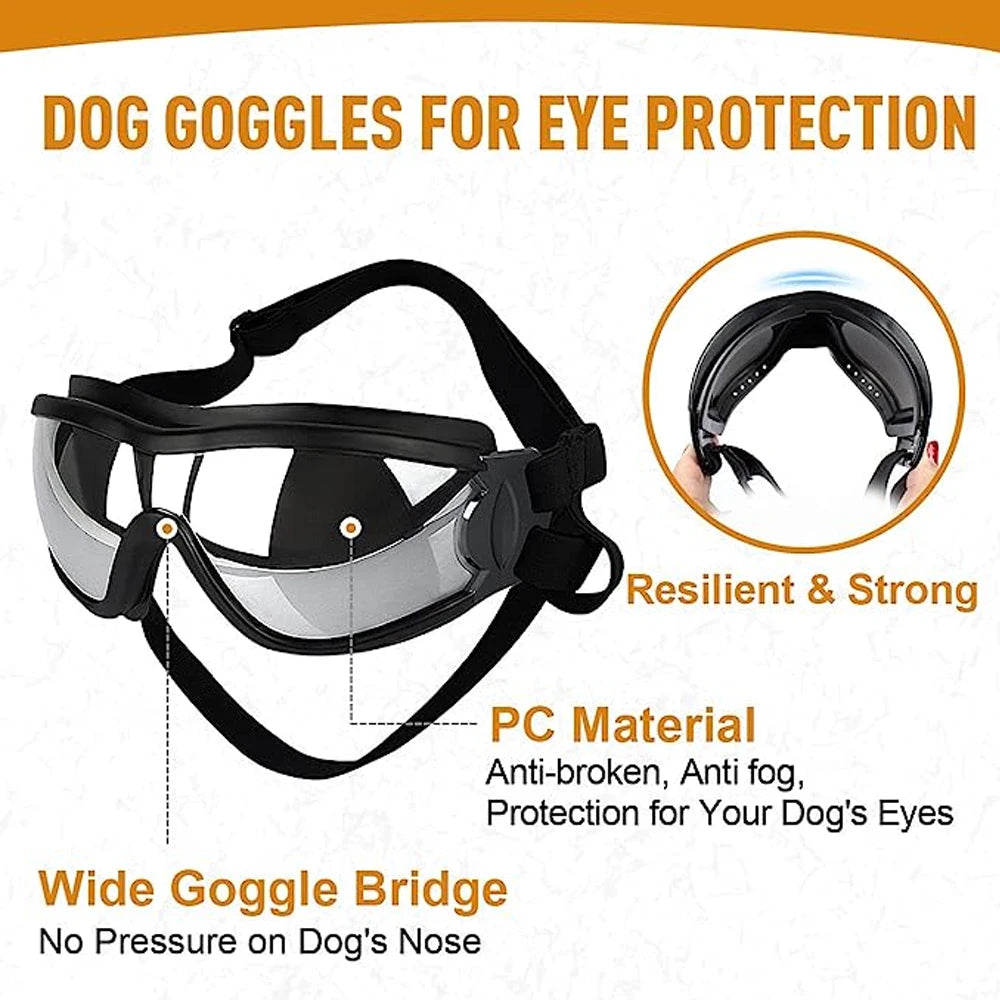 Gafas de sol para perros Gafas para perros Correa ajustable para viajes Esquí y antivaho Gafas de nieve para perros Gafas para mascotas para accesorios para perros medianos a grandes