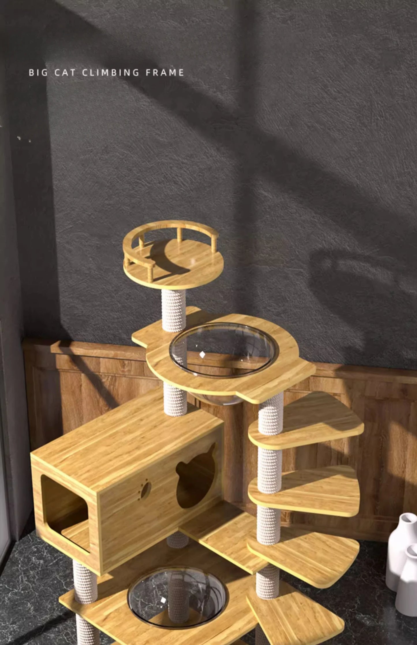 Torre de árbol para gatos grandes, casa para gatos, interior con rascador, cueva para montaje en pared, sofá para mascotas, hamaca para ventana, juguetes