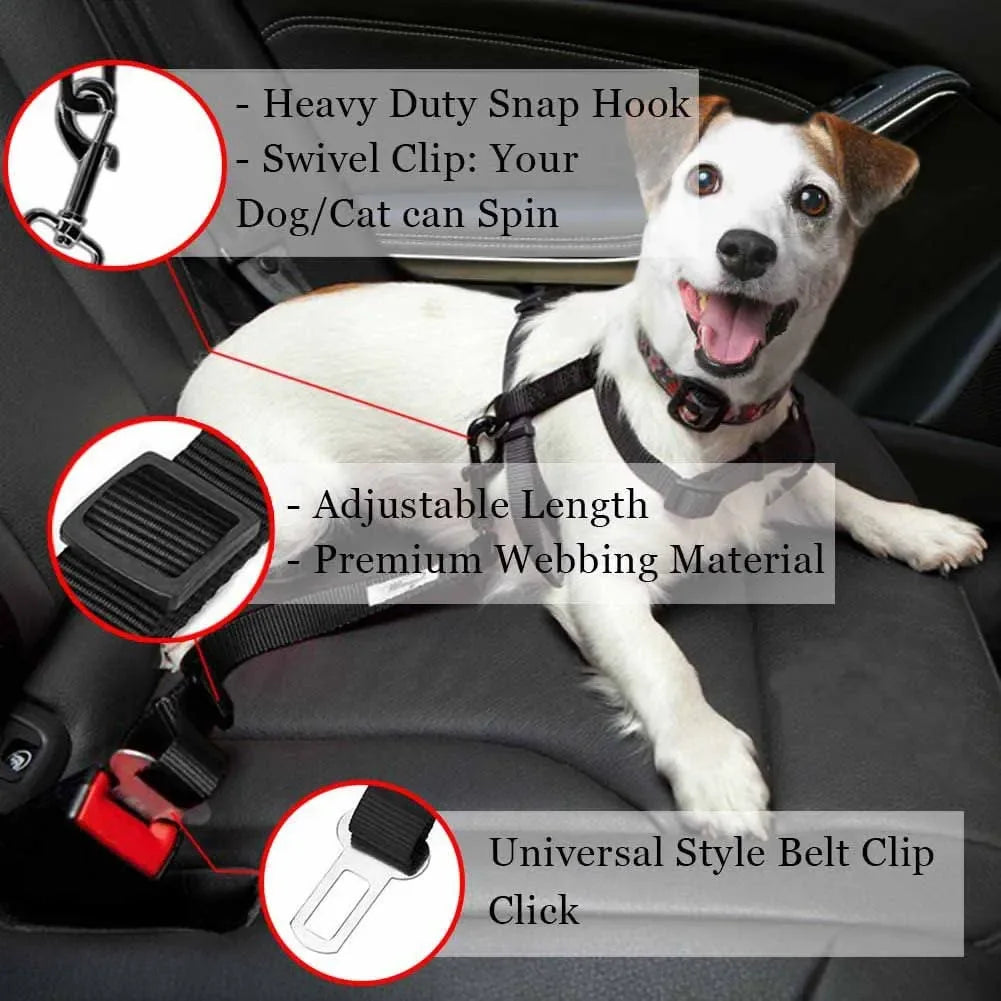 Cinturón de seguridad de coche para gato, accesorios para perros, arnés ajustable, correa de plomo, Clip de viaje pequeño y mediano, Collar para cachorro, artículos para mascotas, Harnes para perros