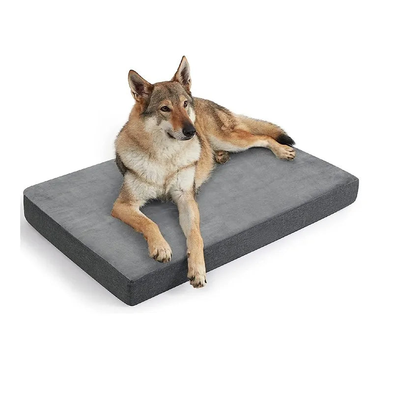 Bedsure Lit de cage pour chien de grande taille – Matelas lavable en mousse à mémoire de forme pour chien, lit orthopédique plat pour chien avec housse amovible pour animal de compagnie