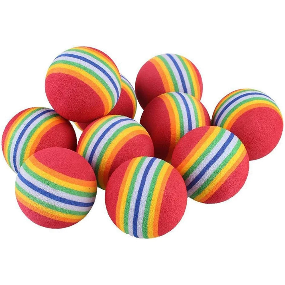 10 Uds. Pelotas de juguete para gatos interactivas para gatos de interior, arcoíris rojo, espuma suave EVA, pelotas de juguete para cachorros, actividad de persecución, juego silencioso, pelota de esponja