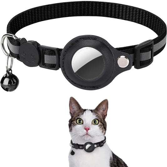 Soporte para AirTag de gato, Collar con tiras reflectantes separables, Collar ajustable para gatito, Collar impermeable con campana para gato, funda con etiqueta de aire para mascotas