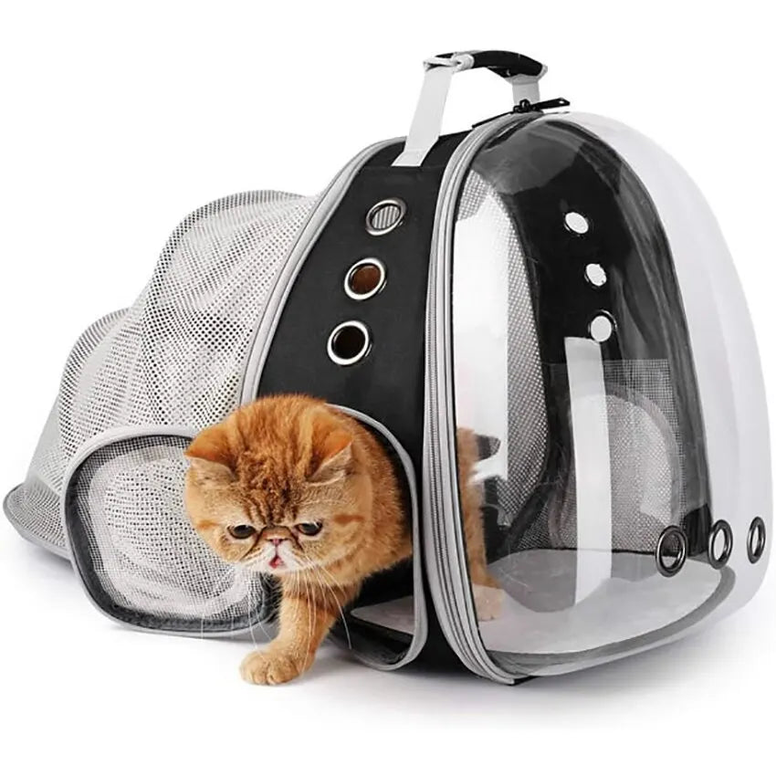 Mochila transportadora para gatos expandible, transparente, grande, mochila de viaje, cápsula espacial de burbujas, bolsa de viaje para mascotas de alta calidad