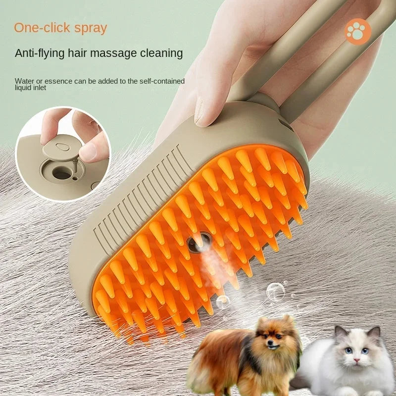 Steamy Brosse électrique pour chien 3 en 1 - Brosse à poils de chat - Pour massage, toilettage des animaux domestiques, élimination des poils emmêlés et lâches