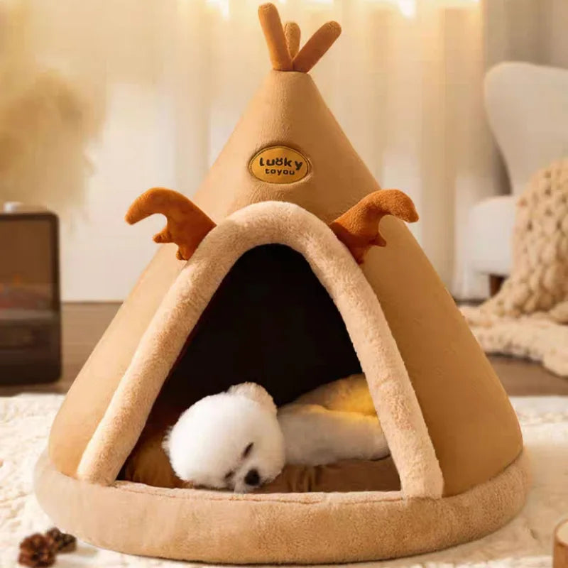 Tente pour animaux de compagnie, lit chaud d'hiver pour chat et chien, sommeil profond pour chiot, tente intérieure et extérieure avec coussin, fournitures pour animaux de compagnie, nouvelle collection