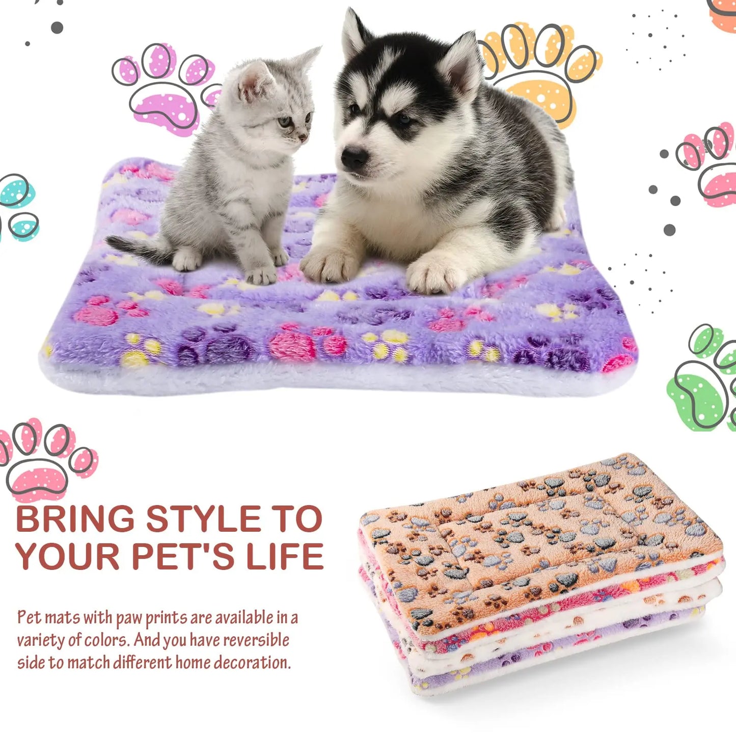 Thicken Flannel Mat Pet Cat Beds Mats Dog Bed Sleeping Mat Soft Warm Blanket Puppy Kitten Beds Pet Rug Mat for Small Medium Dogd