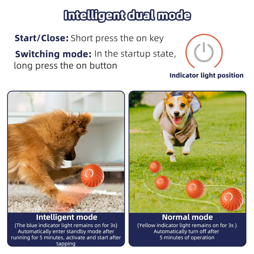 Balle intelligente pour chien, jouet électronique interactif pour animaux de compagnie, balle mobile, USB, rebond automatique, pour chiot, cadeau d'anniversaire, produit pour chat