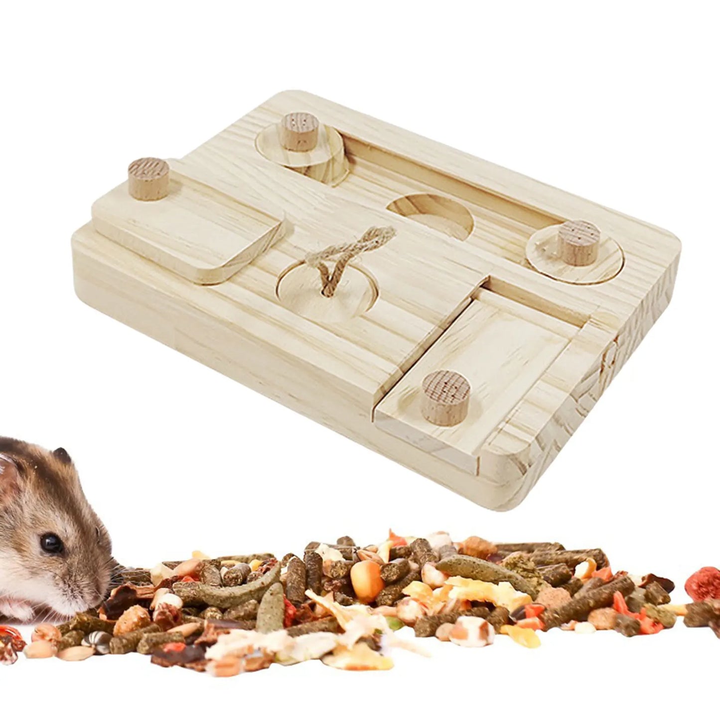 Wooden Enrichment Foraging Toy Chew Toys Funny Puzzle Game Feeding Toys for Bunny Hamster Chinchilla Small Pet Rabbit