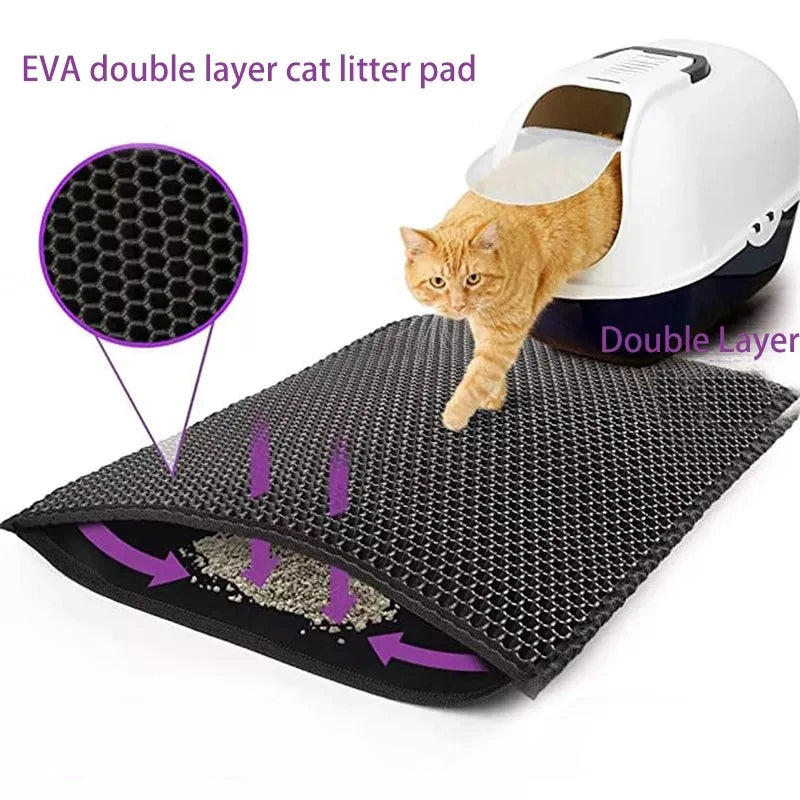 Almohadilla de arena para gatos EVA de doble capa, impermeable, antideslizante, filtro de lavabo de arena, colchón lavable para perros y gatitos, alfombrilla para suelo, suministros para limpieza de mascotas