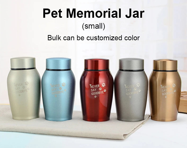 Urnes multicolores en acier inoxydable pour chiens et chats, urne de crémation pour cendres, funérailles scellées pour chiens, pot Souvenir pour animaux de compagnie, accessoires pour cendres d'animaux