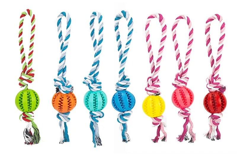 Juguetes para perros, bolas interactivas de cuerda de cáñamo, bolas de goma con fugas para perros pequeños, juguetes resistentes a mordeduras, Limpieza de dientes para mascotas