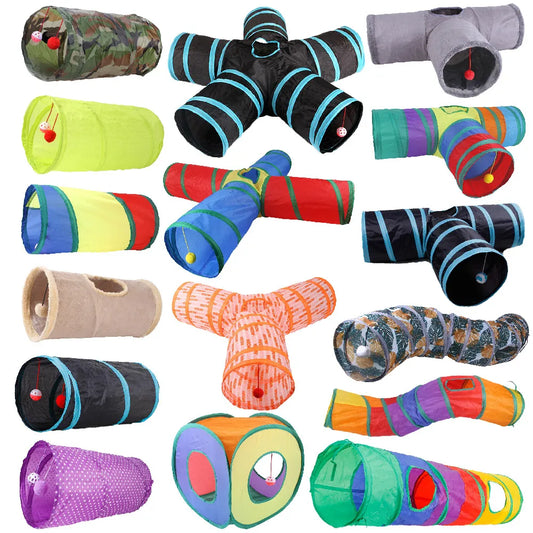 2/3 Holes Cat Tunnel Pet Tube Collapsible Play Toy Indoor Outdoor Kitty Puppy Toys for Puzzle Exercising Hiding Training Pet Toy