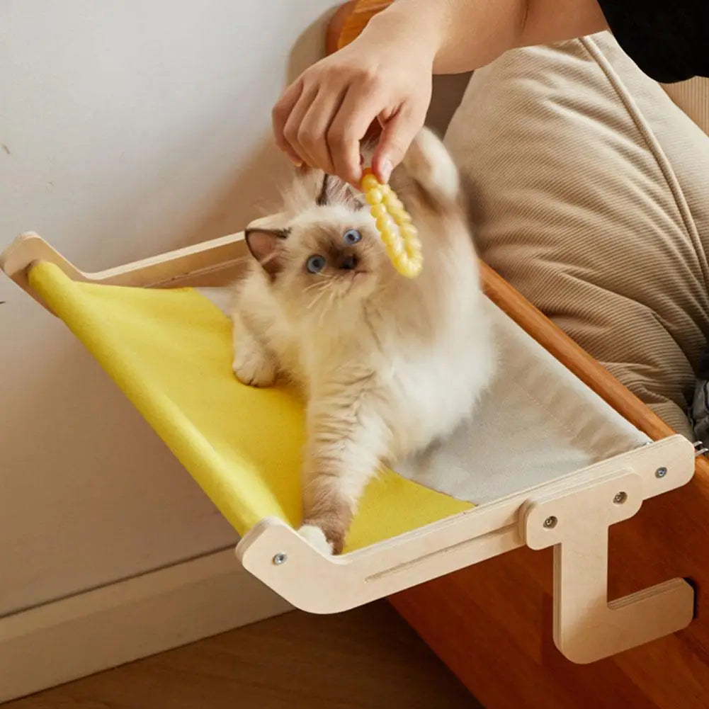 Hanging Cat Hammock Wooden Sofa House Furniture Indoor Cozy Sunny Seat Window Drawers Chair Backs Bedside Cat Sleeping Bed