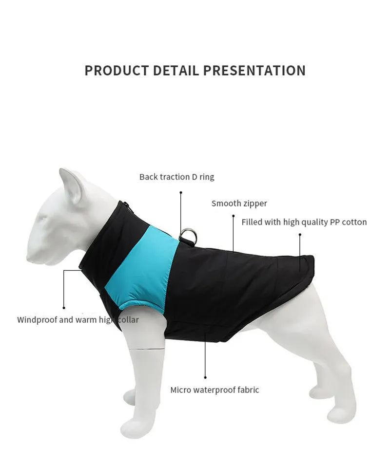 Vêtements chauds d'hiver pour animaux de compagnie, tenue, gilet pour animaux de compagnie, veste à fermeture éclair, manteaux imperméables pour petits, moyens et grands chiens, bouledogue français Labrador