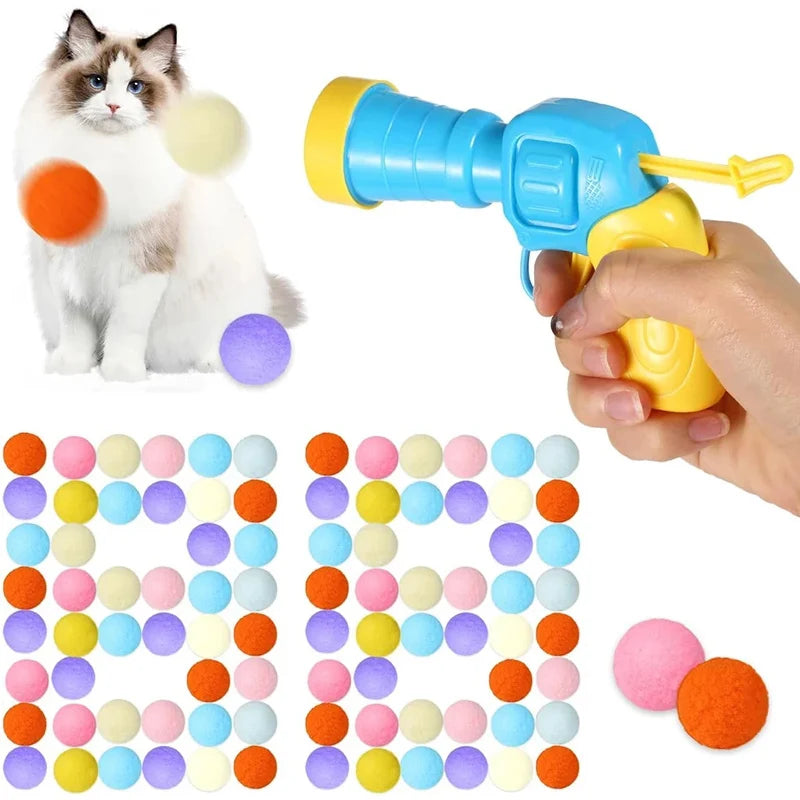 Jouets interactifs pour chats, jouet d'entraînement au lancement pour chaton, Mini pistolet de tir créatif, jouets en peluche extensible, fournitures pour animaux de compagnie