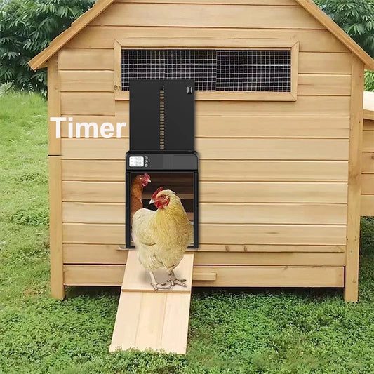 Temporizador automático para puerta de gallinero, jaula inteligente para exteriores para pollos, mascotas, patos, eléctrica IPX3, impermeable, decoración para granja avícola