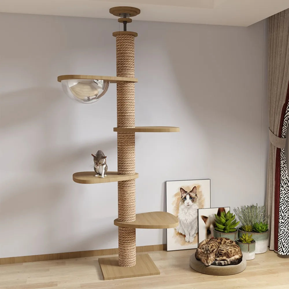 Árbol para gatos, torre para gatos de suelo a techo con poste rascador, hamaca, centro de actividades para mascotas, juguete de escalada para gatitos, muebles para mascotas