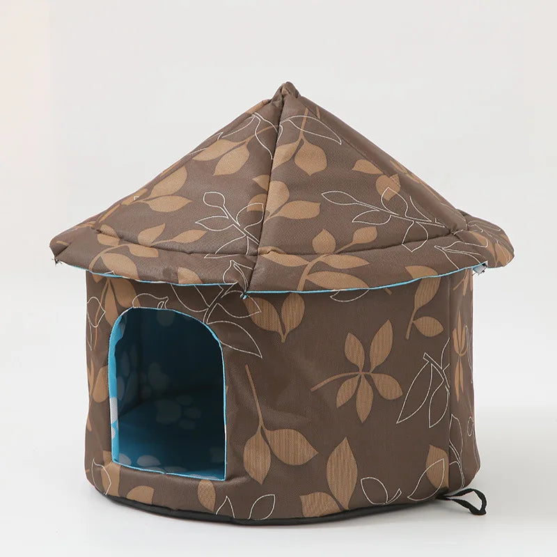 Kennel Dog House Soft Pet Bed Tent Indoor Outdoor Enclosed Sleeping Nest Basket with Removable Cushion Travel Dog