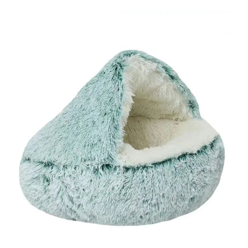 Accesorios para nido de gato, cama redonda y cálida para gatos, productos para mascotas, suministros para el hogar, saco de dormir, cama larga de invierno para gatos de peluche para perros pequeños