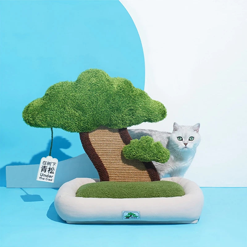 Nido para gatos, sofás cama multifuncionales para mascotas con almohadillas para rascar, trinquete de molienda para gatos, casa para dormir con juguetes interactivos de menta para gatos