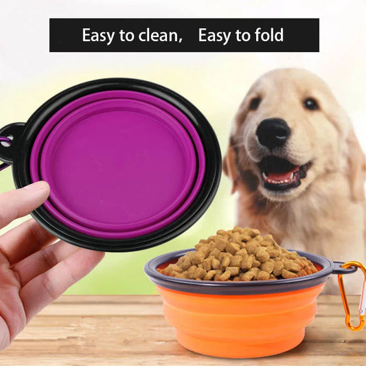 350/1000ml Large Collapsible Dog Pet Folding Silicone Bowl Outdoor Travel Portable Puppy Food Container Feeder Dish Bowl Accessories