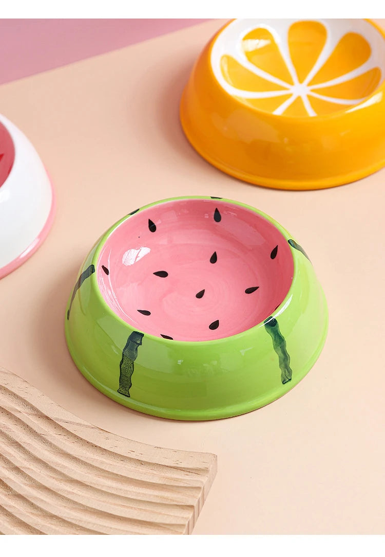 150ml Cat Ceramic Bowl Fruit Shape Pet Small Size Food Water Feeders Puppy Dog Drinking Eating Supplies