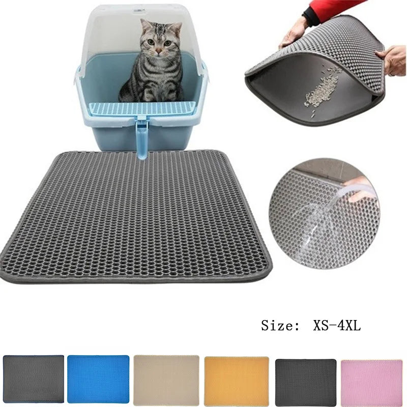 Estera para residuos de Gato, inodoro impermeable de doble capa, estera para residuos de arena para gatos, alfombra plegable EVA para mascotas, almohadillas de cama para suministros para mascotas gatos