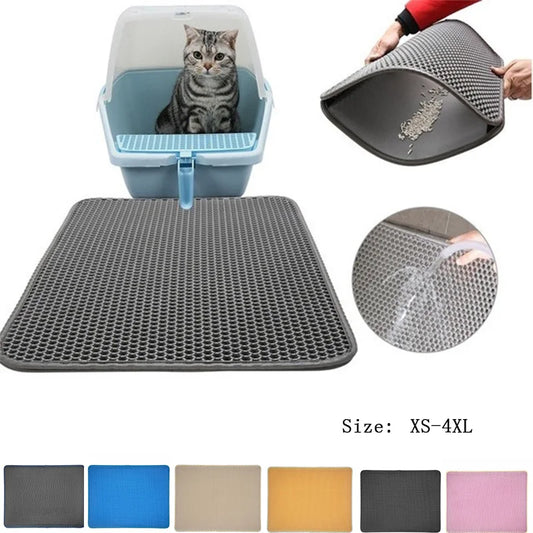 Estera para residuos de Gato, inodoro impermeable de doble capa, estera para residuos de arena para gatos, alfombra plegable EVA para mascotas, almohadillas de cama para suministros para mascotas gatos