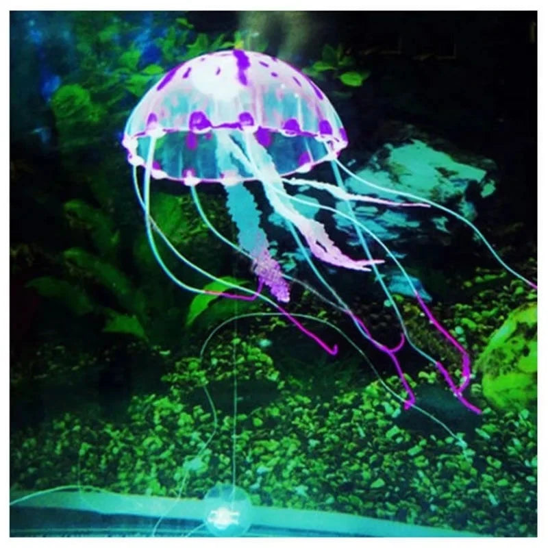 Artificial Swim Glowing Fluorescent Jellyfish Aquarium Decoration Fish Tank Underwater Plant Marine Aquatic Landscape Ornament