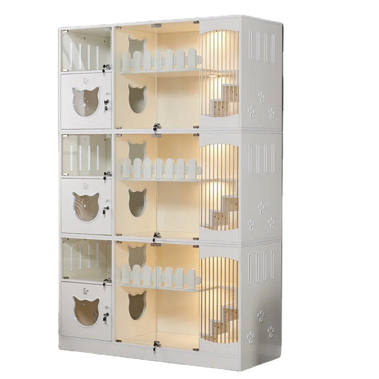 Villa d'intérieur en bois multicouches personnalisée pour chat, chambre d'isolation Multiple, maison pour chat avec différents intérieurs pour jouer au chat