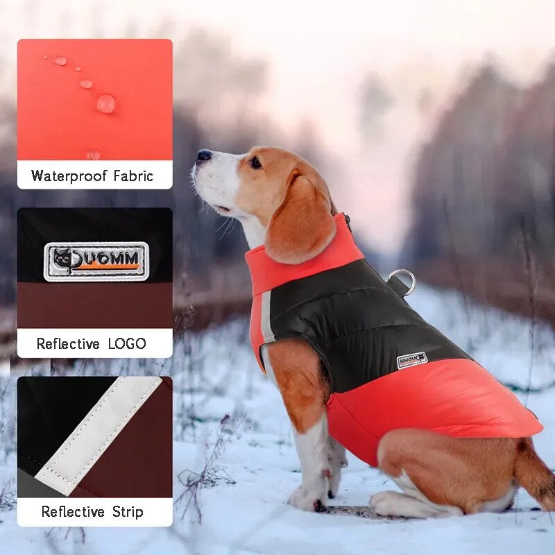 Vêtements chauds d'hiver pour animaux de compagnie, tenue, gilet pour animaux de compagnie, veste à fermeture éclair, manteaux imperméables pour petits, moyens et grands chiens, bouledogue français Labrador