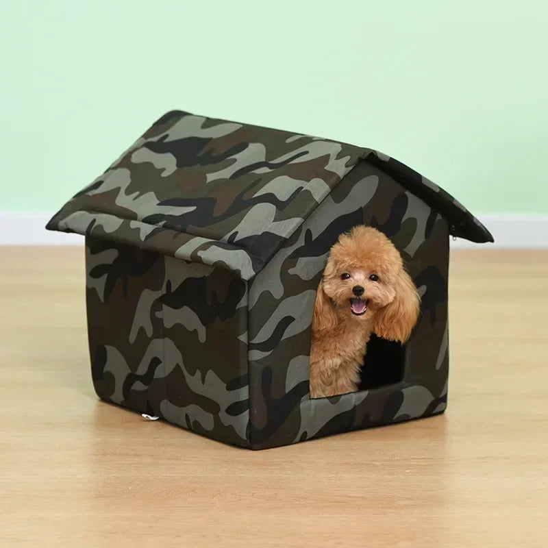 Casa para mascotas al aire libre, cálida, impermeable, para invierno, tienda tipo nido para gatos, cabina, cama para mascotas, tienda para gatos, perrera, nido de viaje portátil, transportador para mascotas plegable