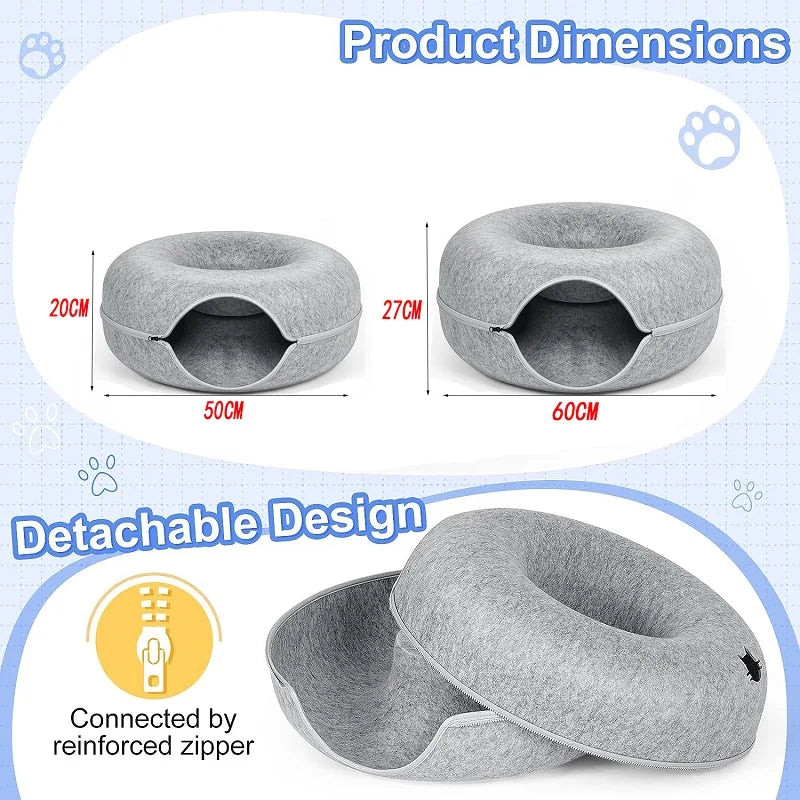 Lit pour chat, Donut, Tunnel pour animal de compagnie, jeu interactif, jouet, lit pour chat, jouets d'intérieur, maison pour chaton, jouet d'entraînement, équipement de sport